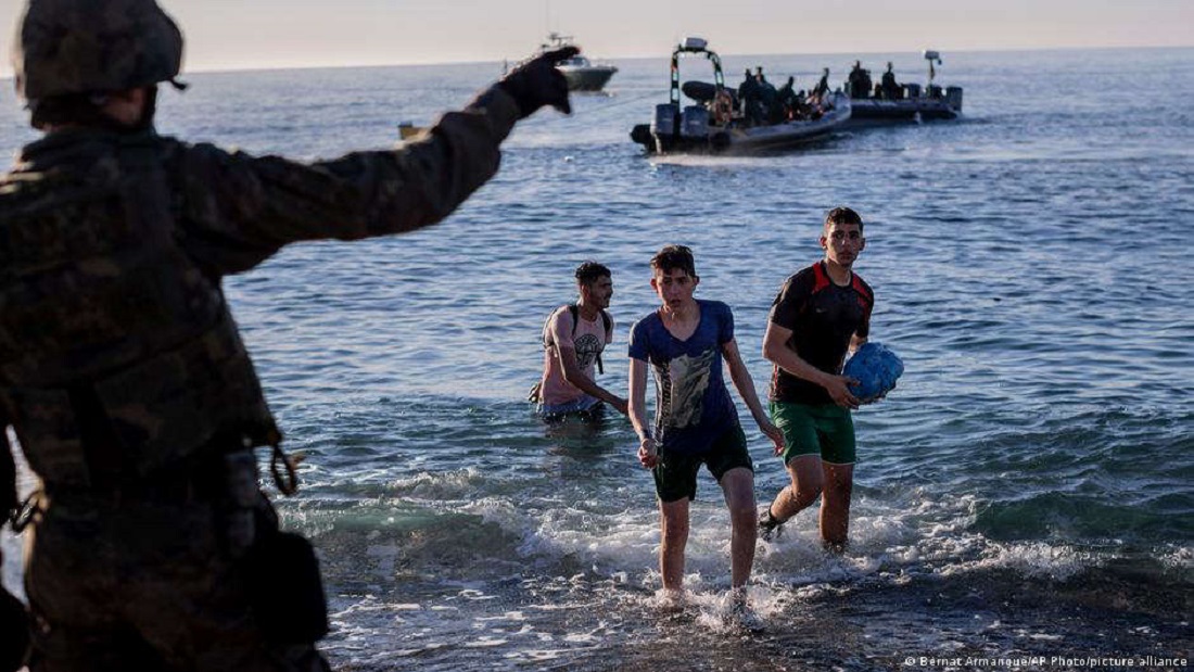 Young migrants arriving in Ceuta, 19 May 2021