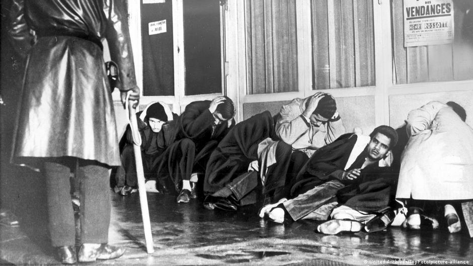 Detained for days in assembly centres: Algerian Muslims in Paris on 20 October 1961.