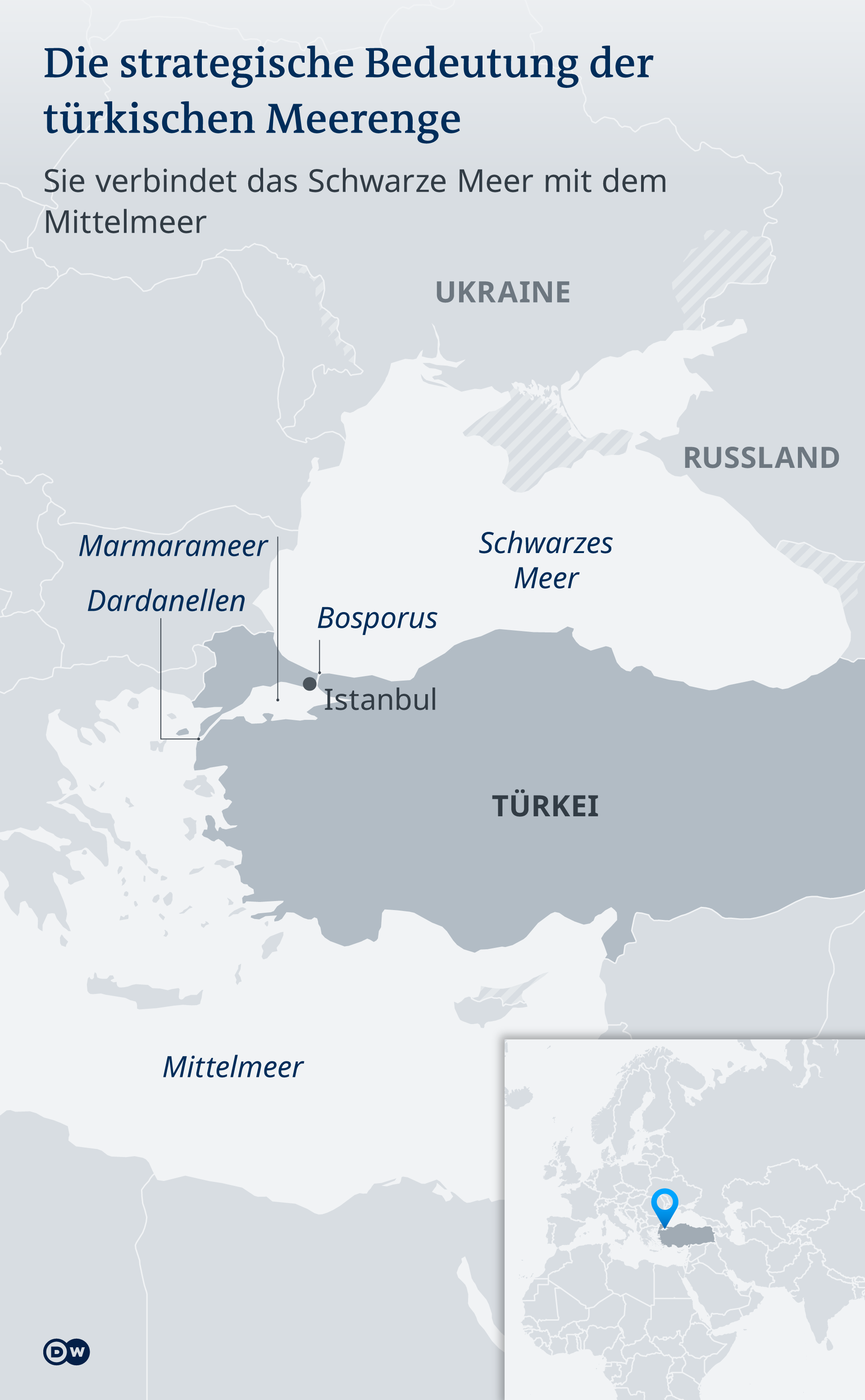 Karte zur strategischen Bedeutung der türkischen Meerenge. Foto: DW