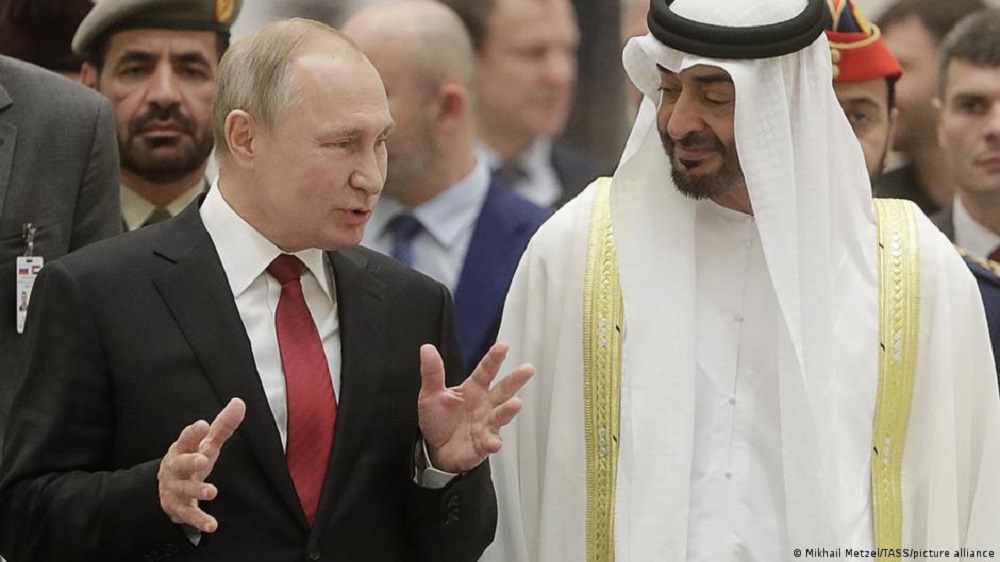 Abu Dhabi's Crown Prince Mohammed Bin Zayyed and Russian President Vladimir Putin.