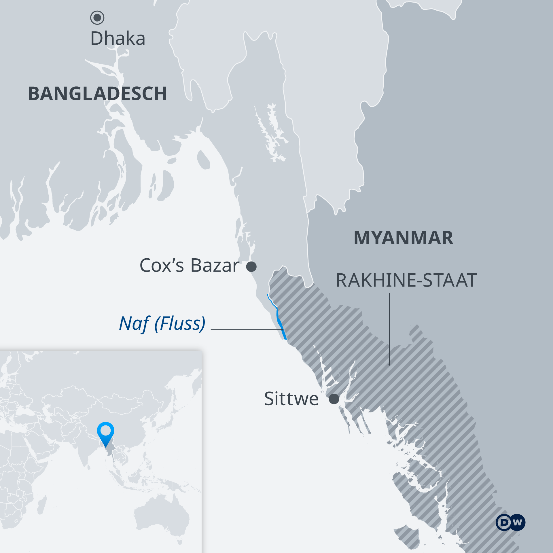 Infografik Myanmar und Bangladesch; Quelle: DW