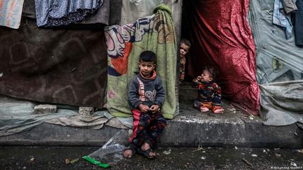 Displaced Palestinian children in the Gaza Strip