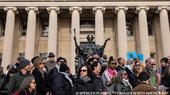Groups of U.S. students protest in favour of the Palestinian cause