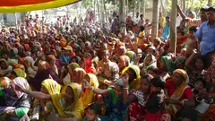 مؤتمر لنساء مزارعات في منظمة بنغلاديش كيشاني سابها Foto: Dominik Müller - Versammlung der Landarbeiterinnen der Bangladesh Kishani Sabha (BKS) im Distrikt Kurigram in Nordbangladesch